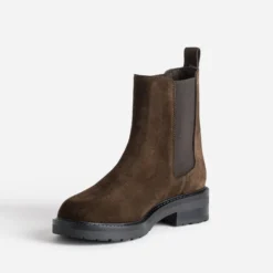 Chelsea boots marron cuir velours