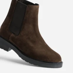 Chelsea boots marron cuir velours