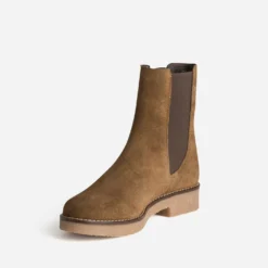 Chelsea boots marron cuir velours