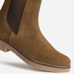 Chelsea boots marron cuir velours
