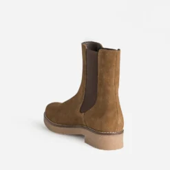 Chelsea boots marron cuir velours