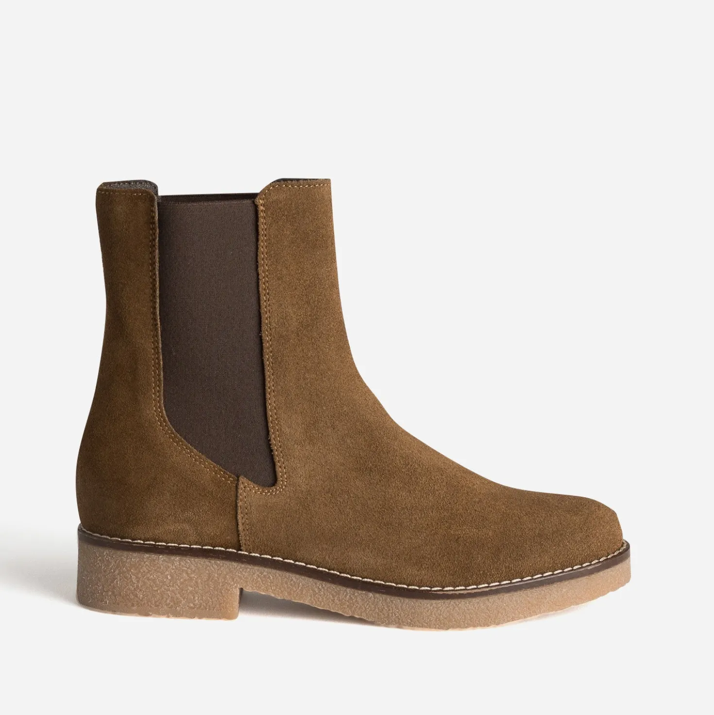 Chelsea boots marron cuir velours