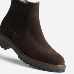 Chelsea boots marron cuir velours fourré