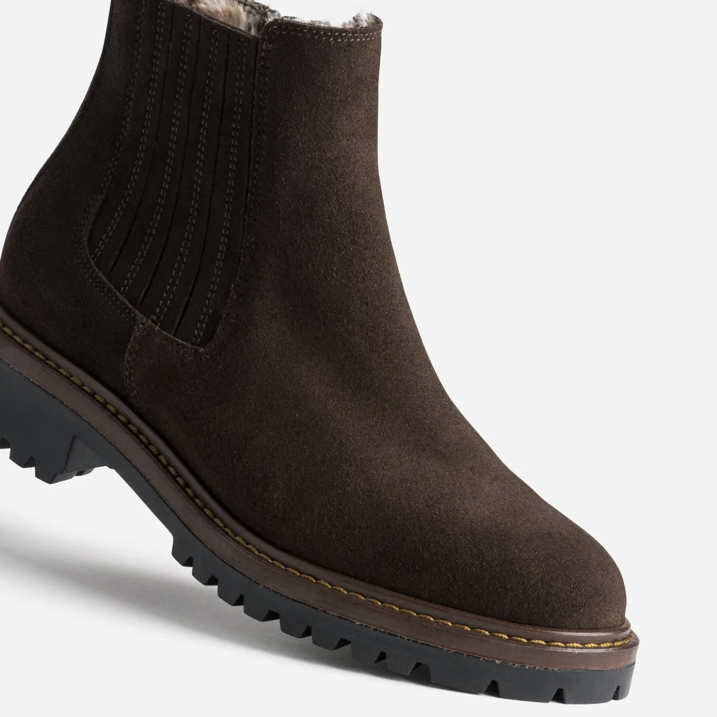 Chelsea boots marron cuir velours fourré