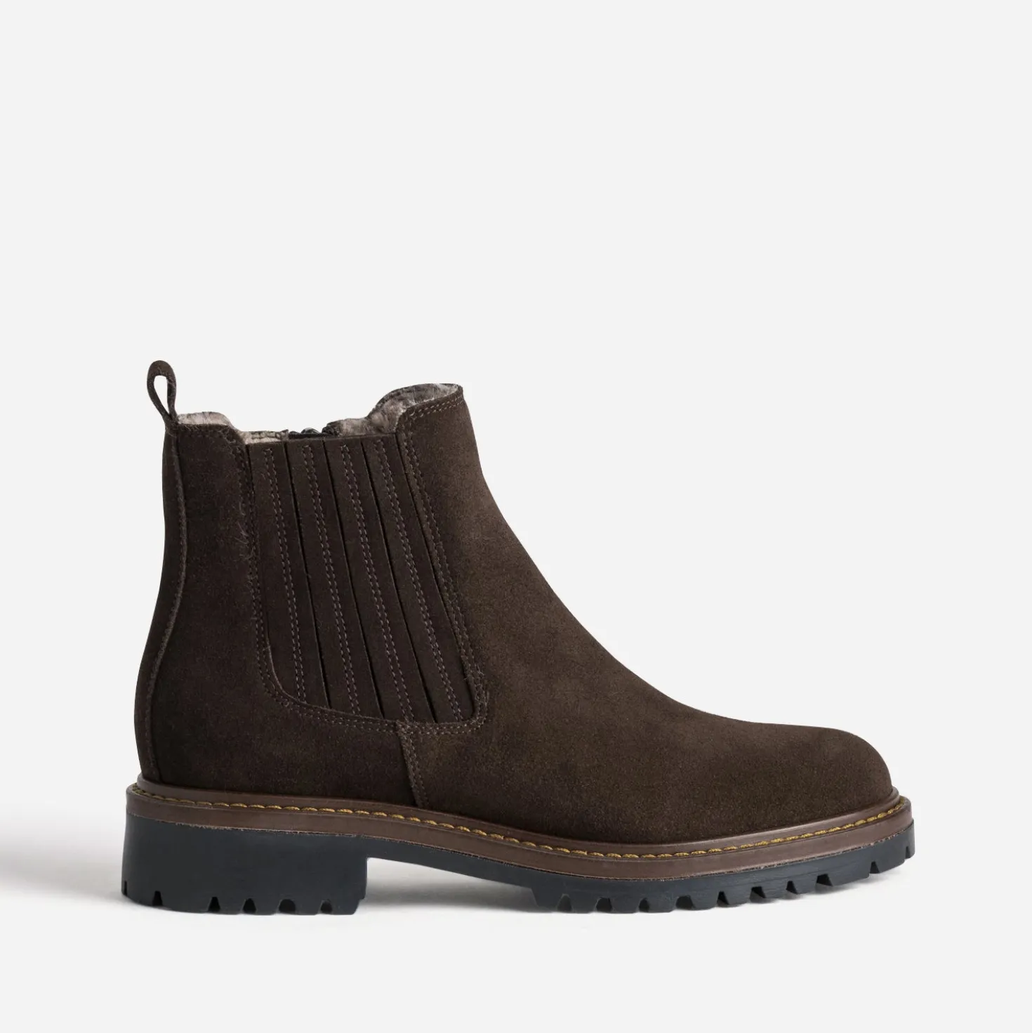 Chelsea boots marron cuir velours fourré
