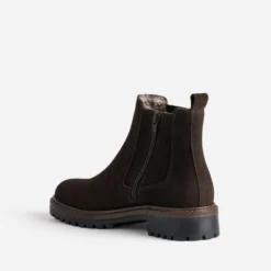 Chelsea boots marron cuir velours fourré