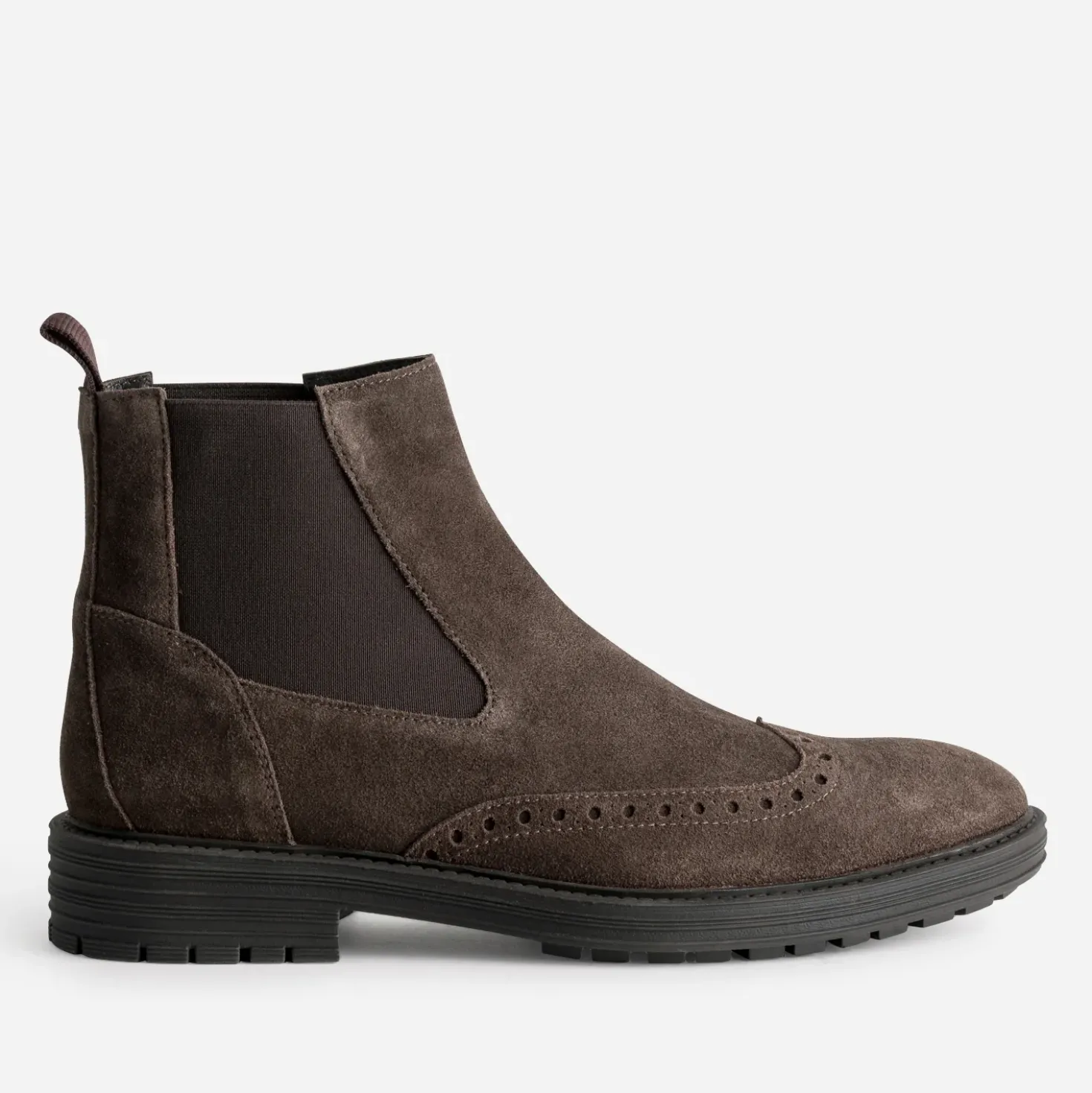 Chelsea boots marron cuir velours bout fleuri