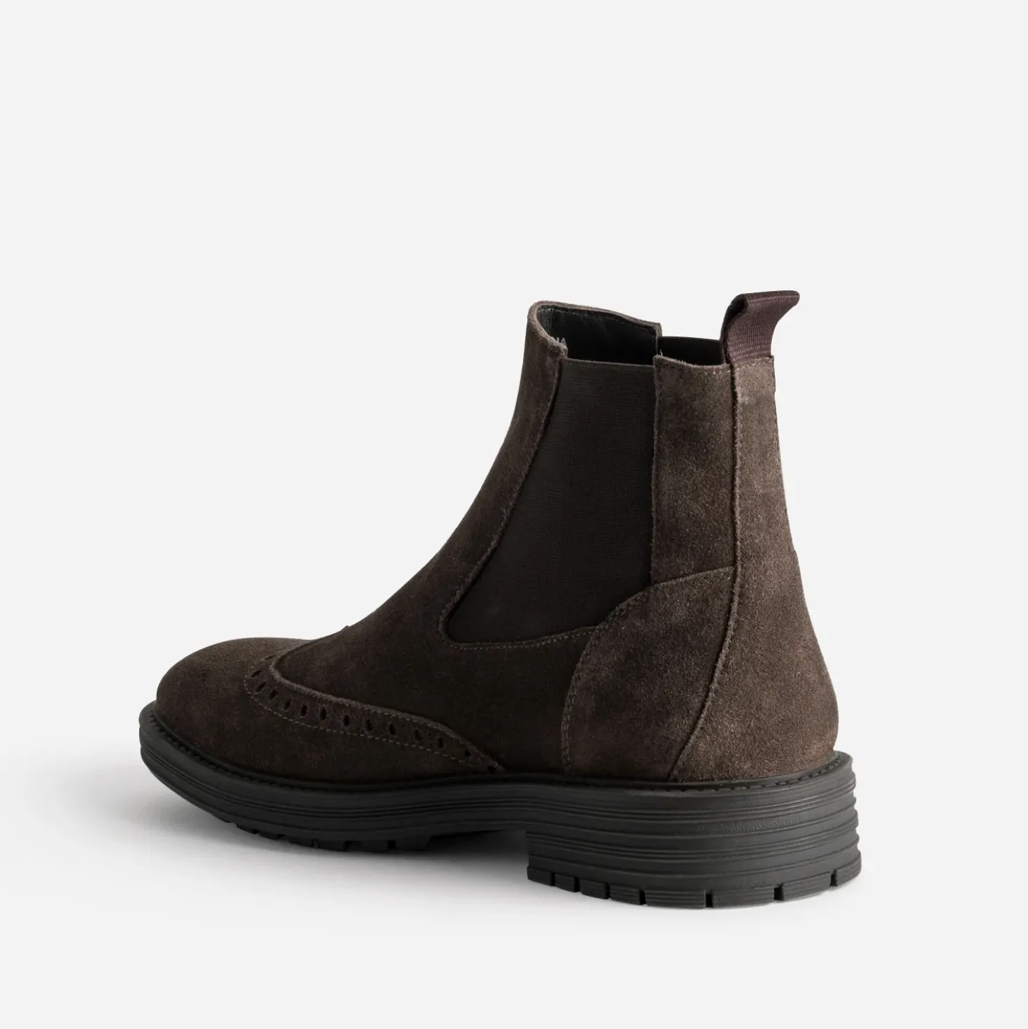 Chelsea boots marron cuir velours bout fleuri
