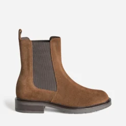 Chelsea boots marron cuir velours