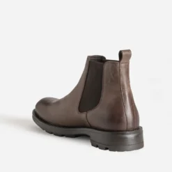 Chelsea boots marron en cuir brossé