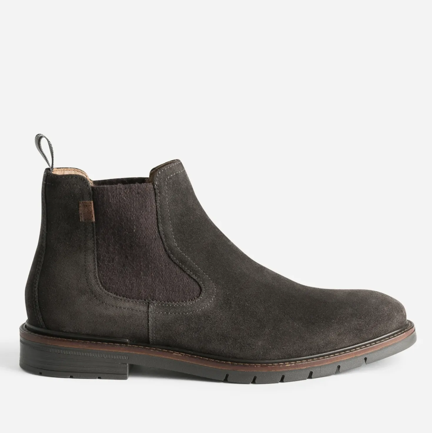 Chelsea boots marron foncé en cuir velours