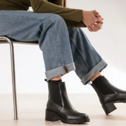 Chelsea boots noir cuir cranté