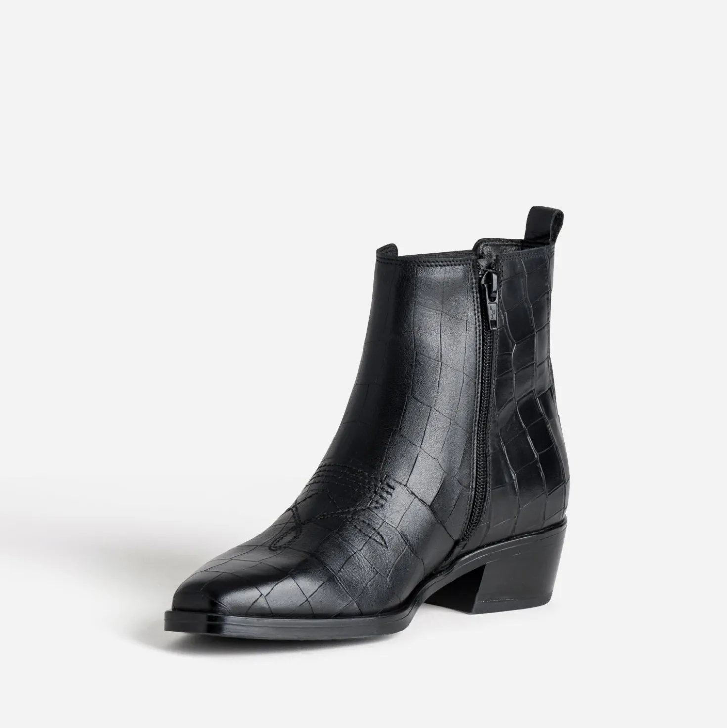 Chelsea boots noir cuir embossé effet croco