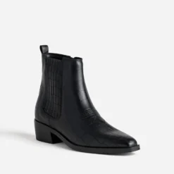 Chelsea boots noir cuir embossé effet croco