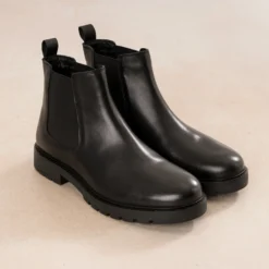 Chelsea boots noir cuir semelle crantée