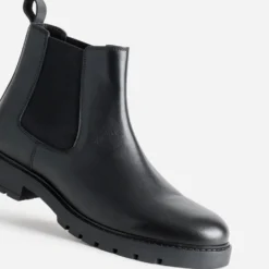 Chelsea boots noir cuir semelle crantée