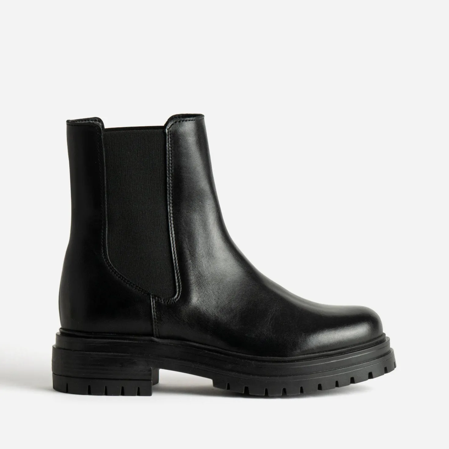 Chelsea boots noir cuir semelle crantée