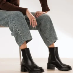 Chelsea boots noir cuir semelle crantée
