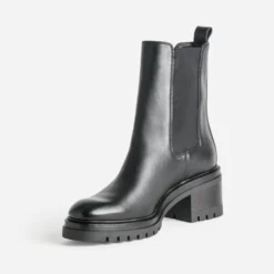 Chelsea boots noir cuir semelle crantée