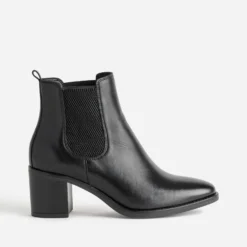 Chelsea boots noir cuir à talon