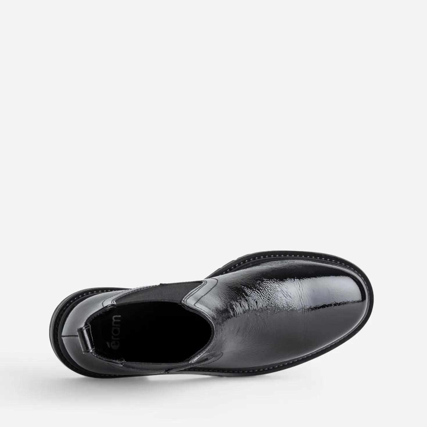 Chelsea boots noir cuir verni semelle crantée