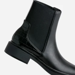 Chelsea boots noir détail effet croco