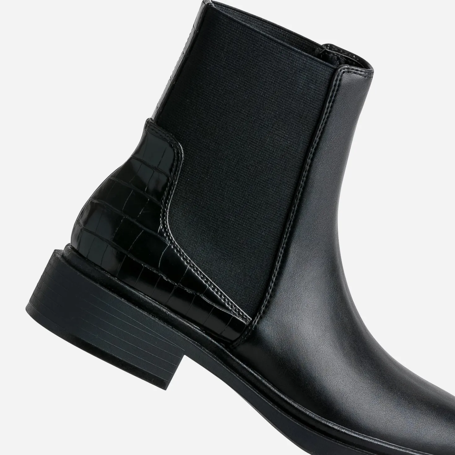 Chelsea boots noir détail effet croco
