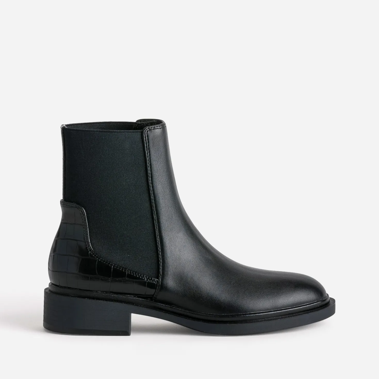 Chelsea boots noir détail effet croco