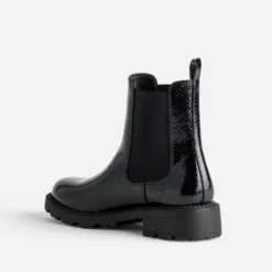 Chelsea boots noir verni effet python