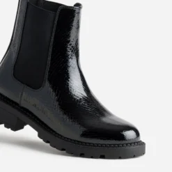 Chelsea boots noir verni effet python