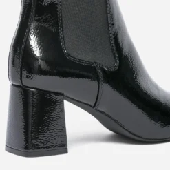 Chelsea boots noir verni à talon