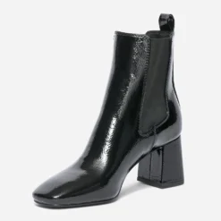 Chelsea boots noir verni à talon