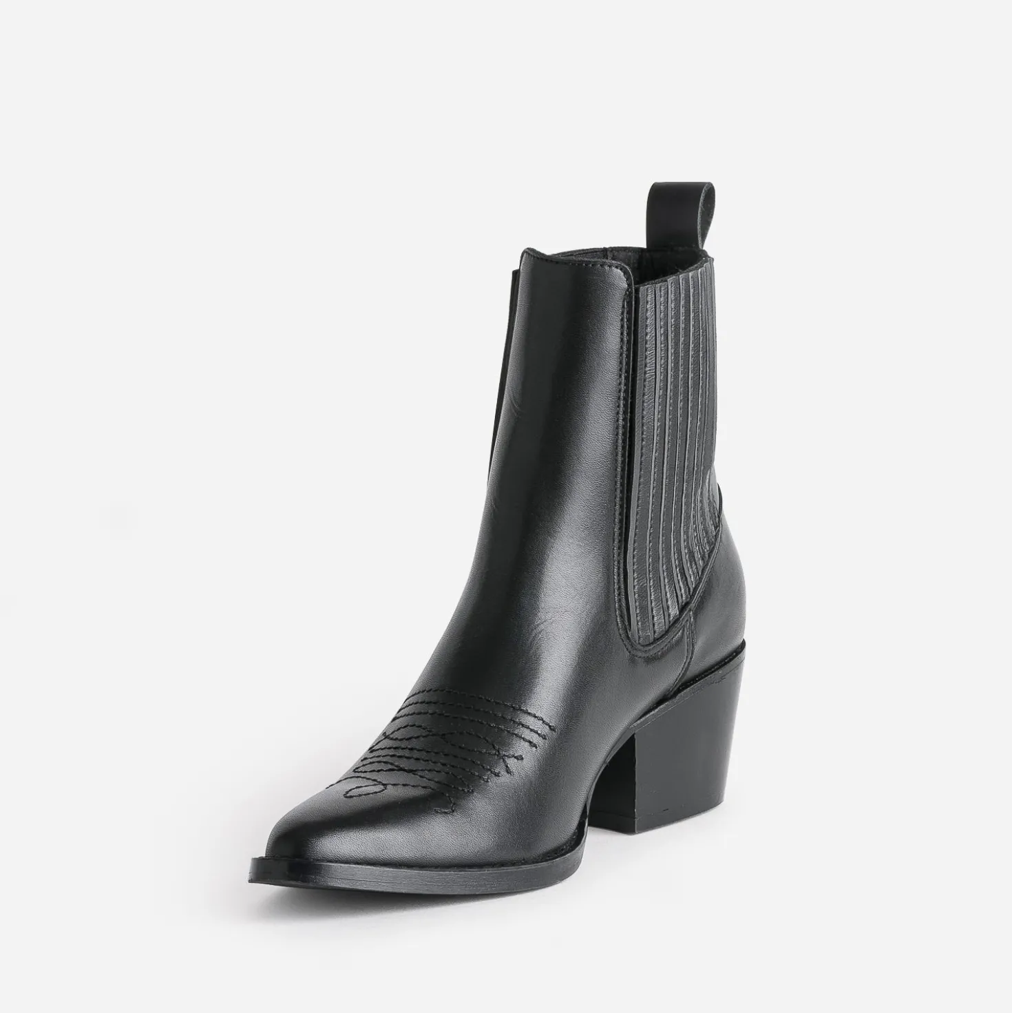 Chelsea boots santiag noir éco-conçu en cuir