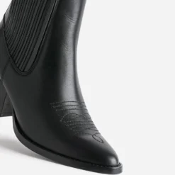 Chelsea boots santiag noir éco-conçu en cuir
