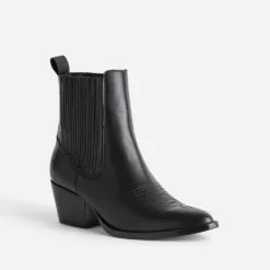 Chelsea boots santiag noir éco-conçu en cuir