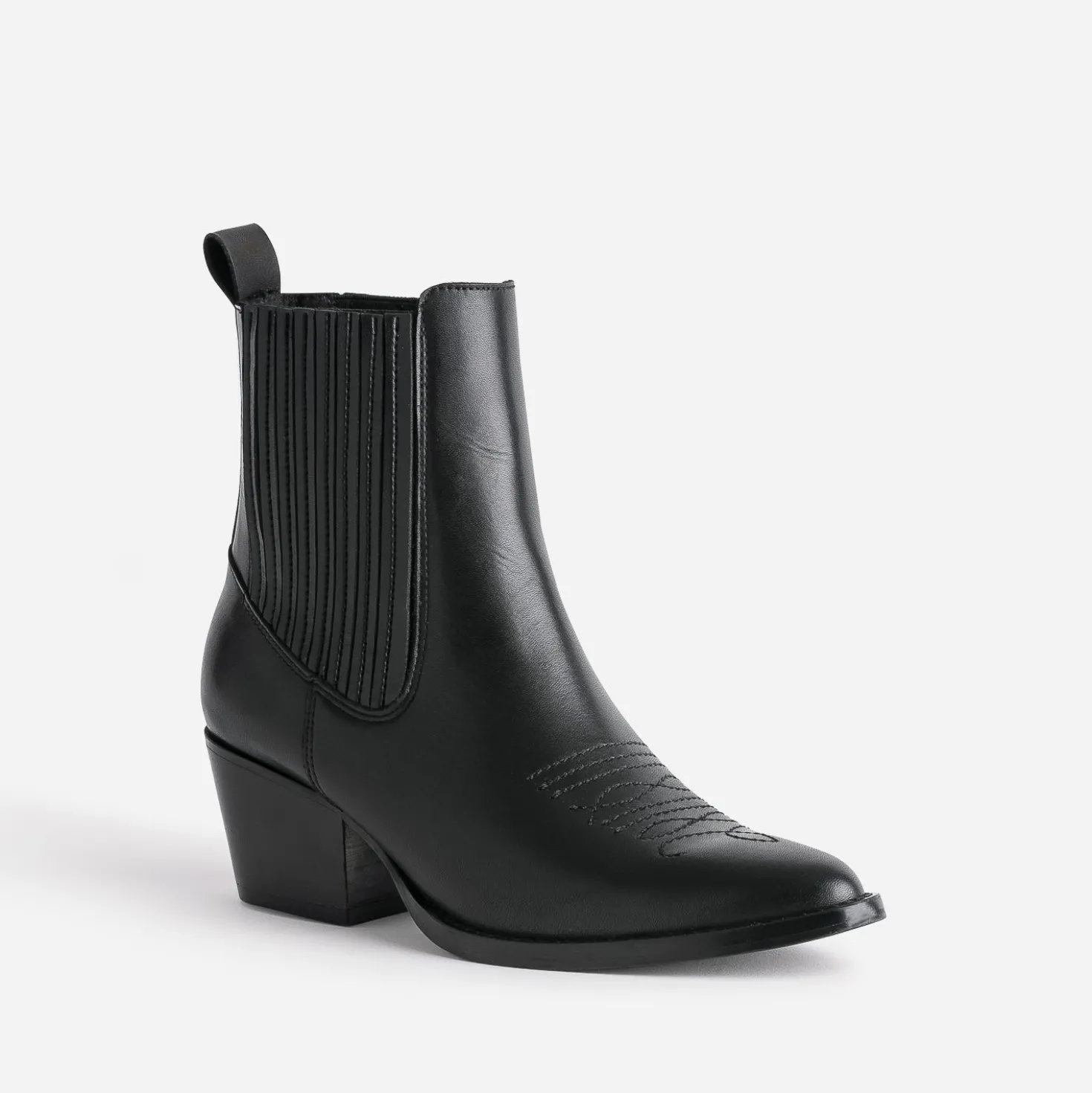 Chelsea boots santiag noir éco-conçu en cuir