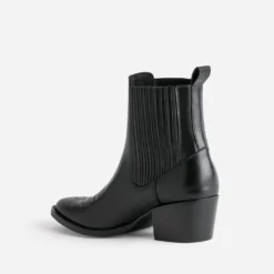 Chelsea boots santiag noir éco-conçu en cuir
