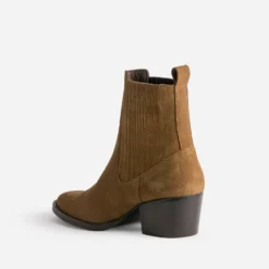 Chelsea boots santiags camel cuir velours