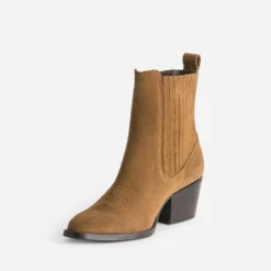 Chelsea boots santiags camel cuir velours