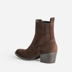 Chelsea boots santiags marron cuir velours