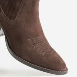 Chelsea boots santiags marron cuir velours