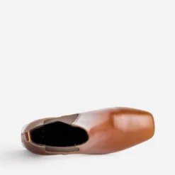 Chelsea boots à talon cognac cuir