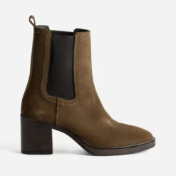 Chelsea boots talon tabac cuir velours