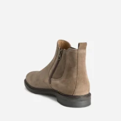 Chelsea boots taupe cuir velours
