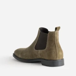 Chelsea boots taupe cuir velours
