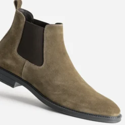 Chelsea boots taupe cuir velours