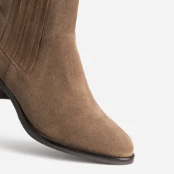 Chelsea boots taupe cuir velours