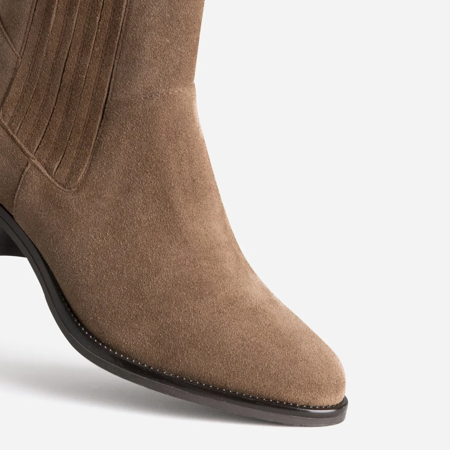 Chelsea boots taupe cuir velours