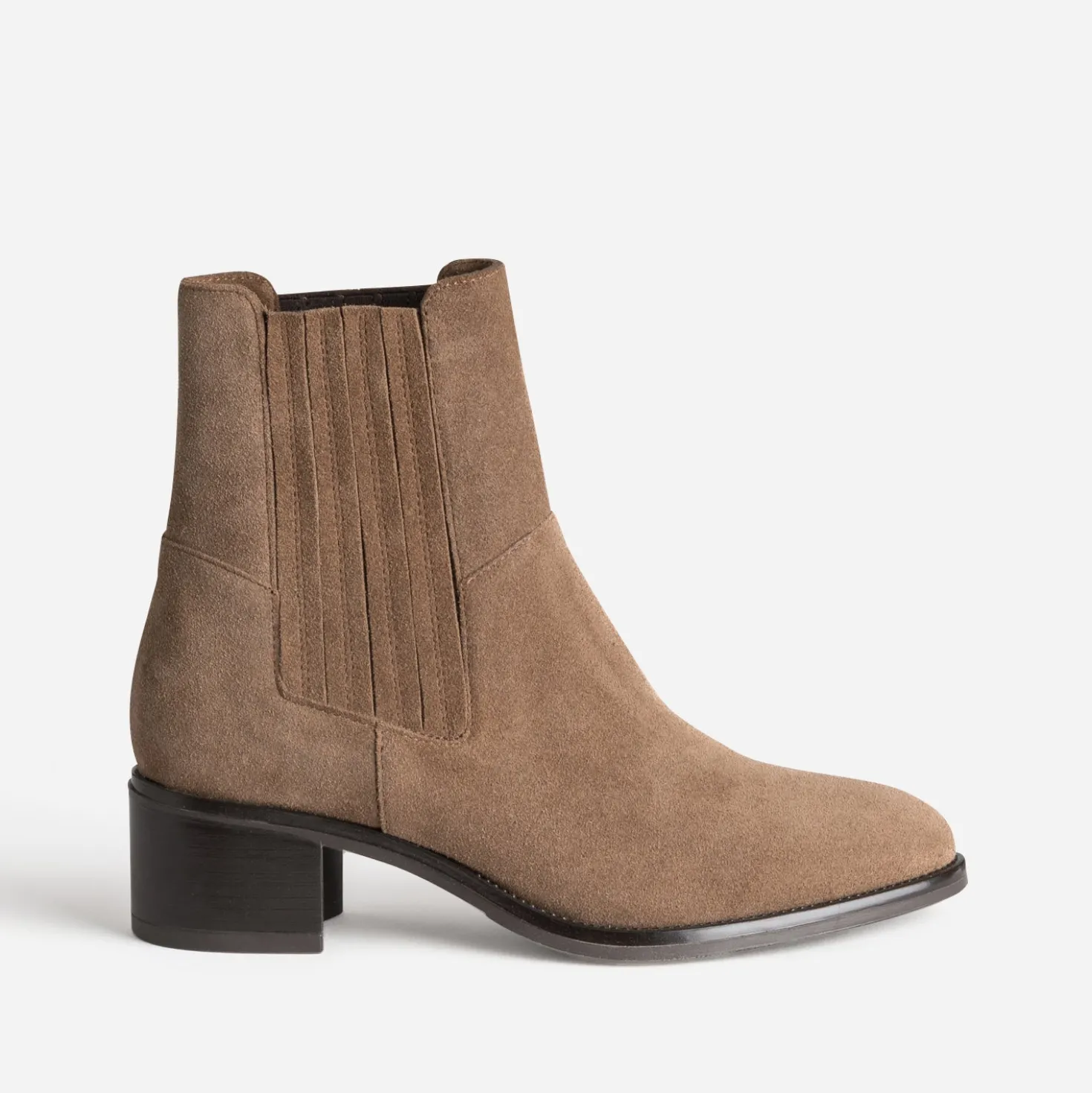 Chelsea boots taupe cuir velours