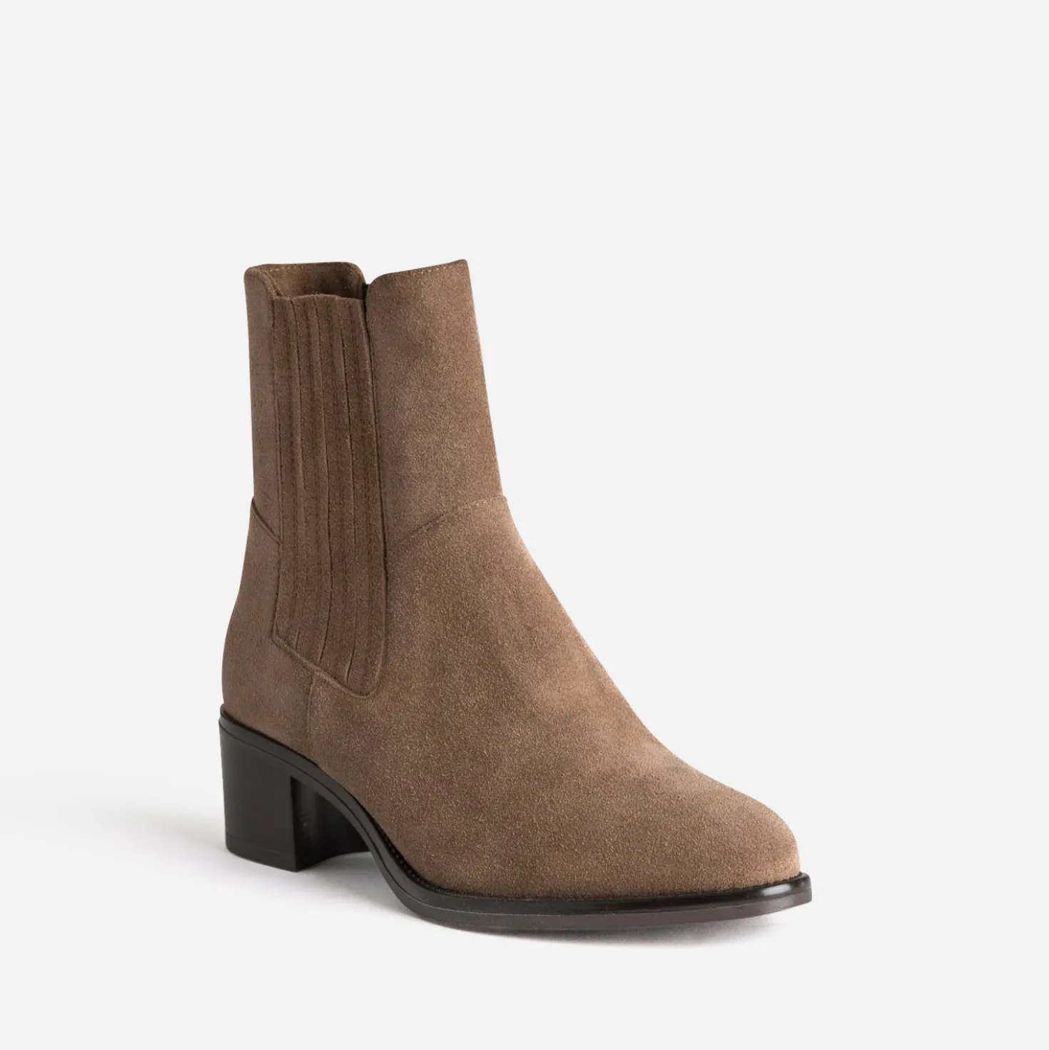 Chelsea boots taupe cuir velours